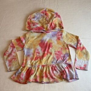Tucker + Tate Girl's Multicolor Tie-Dye Peplum Hoodie Size 2